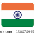 Flag of India. Symbol of country. Isolated flat vector illustration on background.  130878945