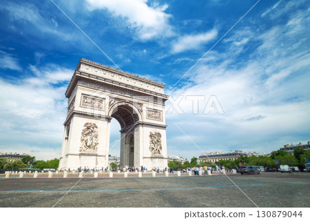 Famous Arc de Triomphe against nice blue sky Arc de Triomphe mon 130879044
