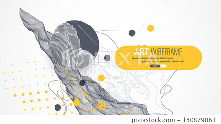 The abstract wave is made in a frame style. Template for science and technology presentation. Vector art. The abstract wave is made in a frame style. Template for science and technology presentation. Vector art. 130879061