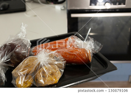Preparing Healthy Vegetables for Baking in a Baking Sleeve Preparing Healthy Vegetables for Baking in a Baking Sleeve 130879106