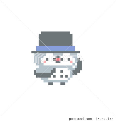 Pixel art of a gray owl with a top hat and a raised hand 130879132