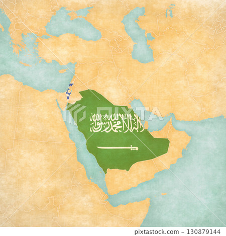 Map of Middle East - Saudi Arabia and Israel 130879144