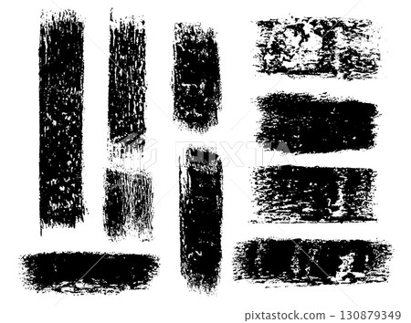 Black brush strokes set isolated on white 130879349