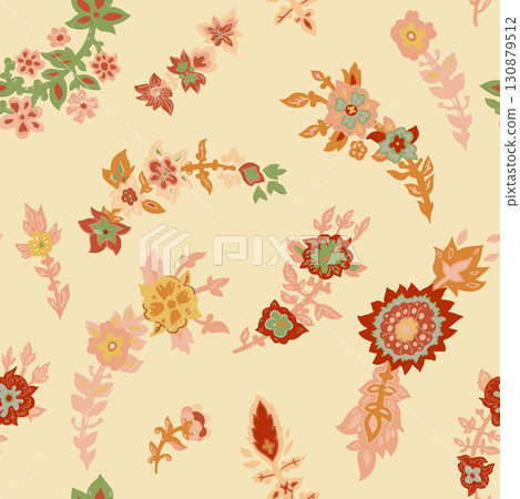 Beige Background Decorative Floral Pattern Beige Background Decorative Floral Pattern 130879512