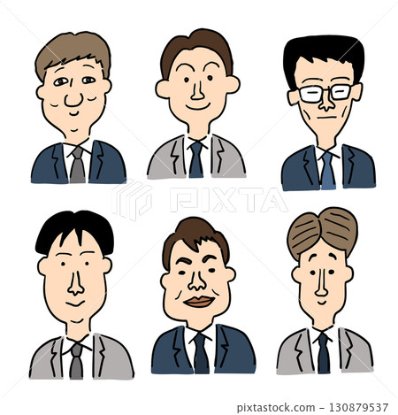 Character illustration set of 6: Male office worker, part 3 130879537