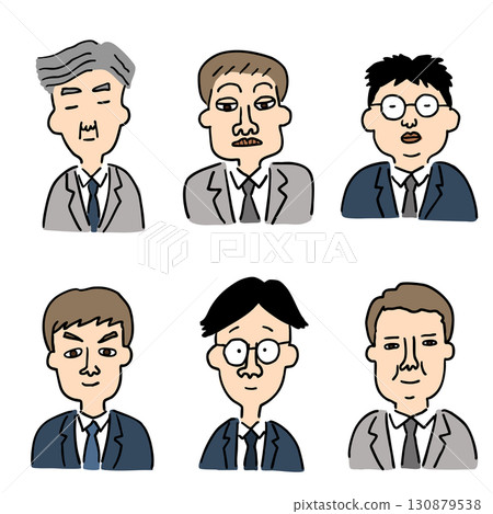 Character illustration set of 6: Male office worker, part 1 130879538