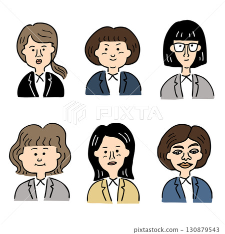Character illustration set of 6: female office worker, part 1 130879543