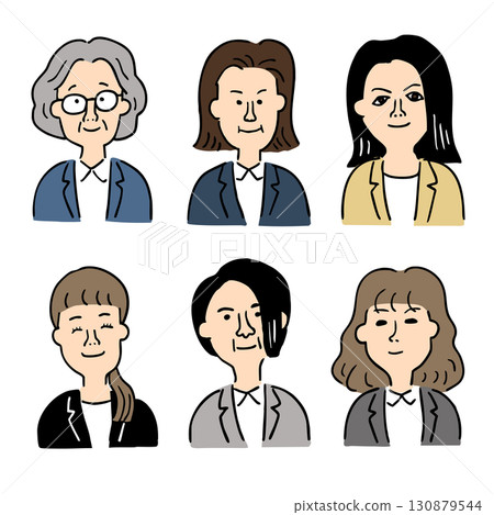 Character illustration set of 6: female office worker, part 2 130879544