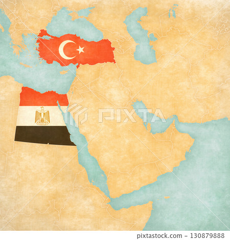 Map of Middle East - Turkey and Egypt 130879888