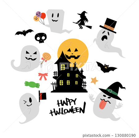 Autumn cute Halloween illustration material collection Autumn cute Halloween illustration material collection 130880190