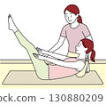 Woman receiving Pilates instruction 130880209