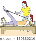 Woman exercising on a Pilates machine 130880210