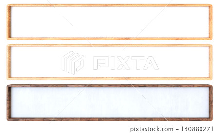 3個木製相框套裝 - 矩形裝飾相框/字幕和標題的設計材料（3DCG，透明） 130880271