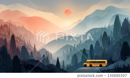 winter landscape with a mountain 130880307