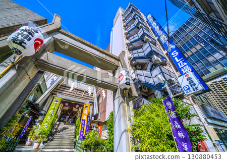 Tokyo cityscape in Japan, including Shinbashi and Karasumori Shrine, on the 2nd Tokyo cityscape in Japan, including Shinbashi and Karasumori Shrine, on the 2nd 130880453