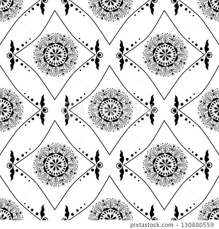 Ethnic Mandala Seamless Pattern, Arabic and Tribal Style 130880559