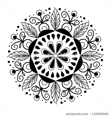 Boho-Chic Mandala Art for Fabric Printing 130880560