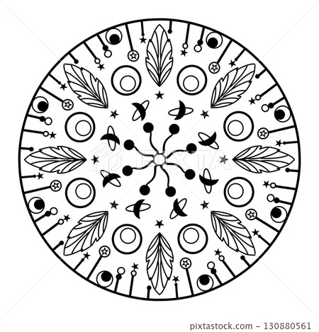 Boho-Chic Mandala Art for Fabric Printing 130880561