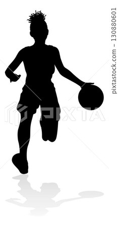 Silhouette Woman Female Sports Basketball Player Silhouette Woman Female Sports Basketball Player 130880601