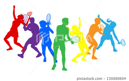Silhouette Tennis Players Silhouettes Concept Silhouette Tennis Players Silhouettes Concept 130880604