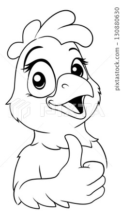 Happy Chicken Mascot Line Art 130880630