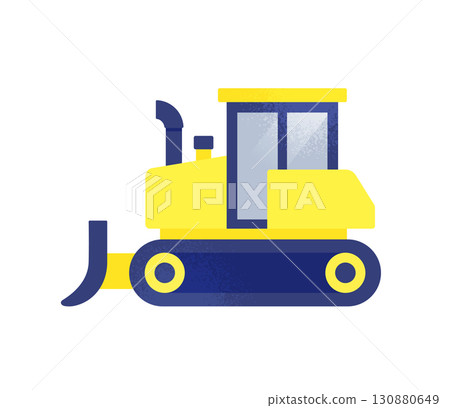 Bulldozer vector icon. Construction heavy machinery illustration with the latest technology such as ICT construction. 130880649
