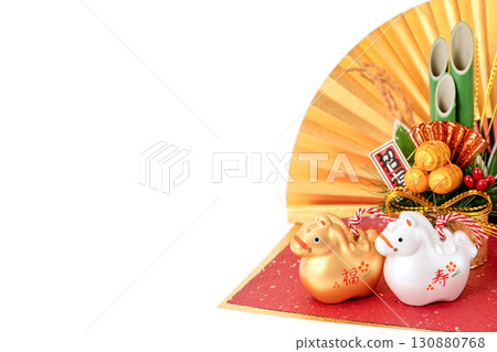 馬年新年材料 金銀福壽馬和門松新年裝飾 130880768