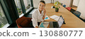 A Professional Woman Engaged in Tasks at Her Work in a Modern and Stylish Office Setting 130880777