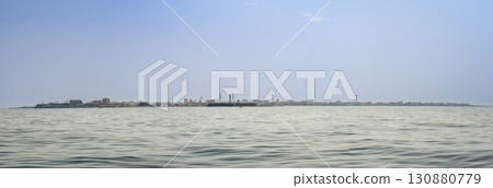 Panoramic view of Cadiz in Spain as seen from the ocean side 130880779