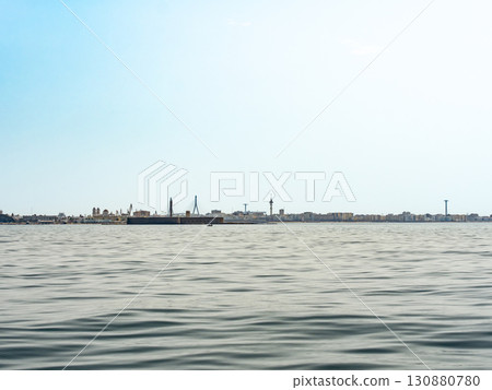 View of Cadiz in Spain as seen from the ocean side 130880780