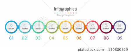 Infographic 9 options design elements for your business data. Vector Illustration. Infographic 9 options design elements for your business data. Vector Illustration. 130880839