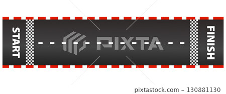 Race road Start and finish top view asphalt track, sport speedway racetrack, competition roadway. border red and white. Race road Start and finish top view asphalt track, sport speedway racetrack, competition roadway. border red and white. 130881130