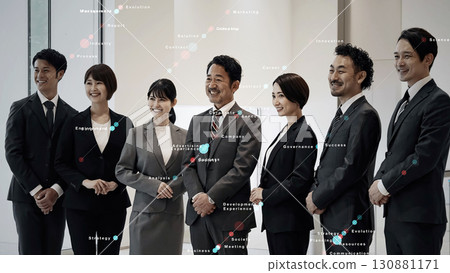 Group of business people standing in office and network image 130881171