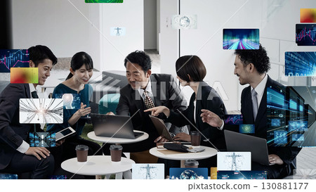 Group of business people meeting and video content 130881177