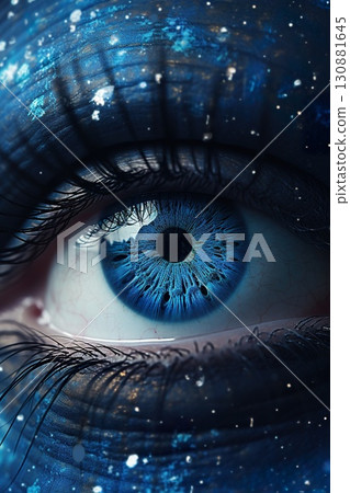 closeup shot of woman eye iris and creative makeup, macro of creative cosmetics makeup, beauty and fashion image closeup shot of woman eye iris and creative makeup, macro of creative cosmetics makeup, beauty and fashion image 130881645