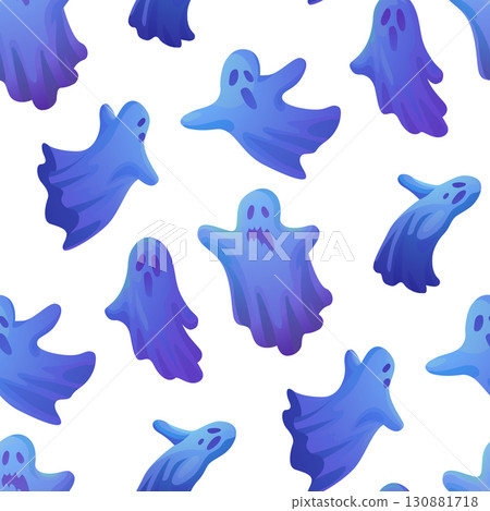 Halloween ghosts seamless pattern 130881718