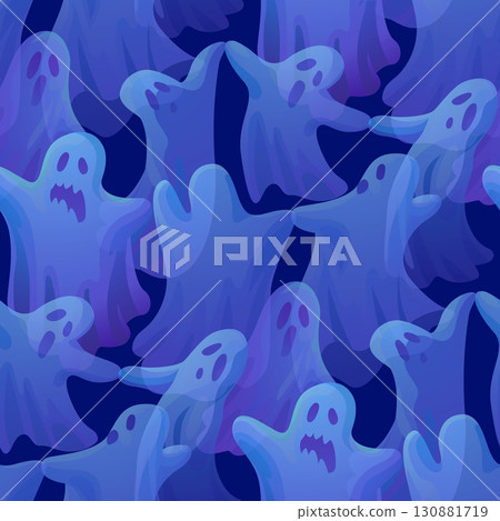 Halloween ghosts seamless pattern 130881719