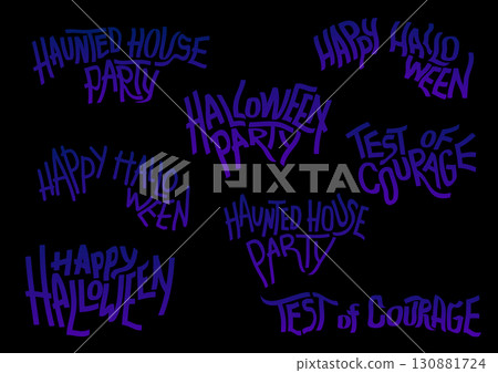 Halloween lettering set in blue-purple on black 130881724