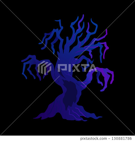 Halloween dry tree with evil face 130881786