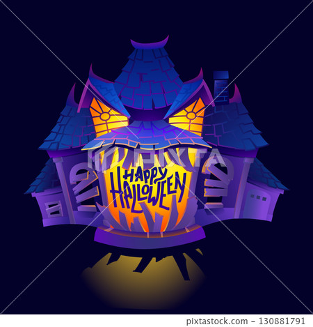 Halloween spooky haunted house 130881791