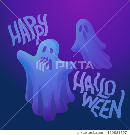Halloween funny spooky cartoon ghosts Halloween funny spooky cartoon ghosts 130881797