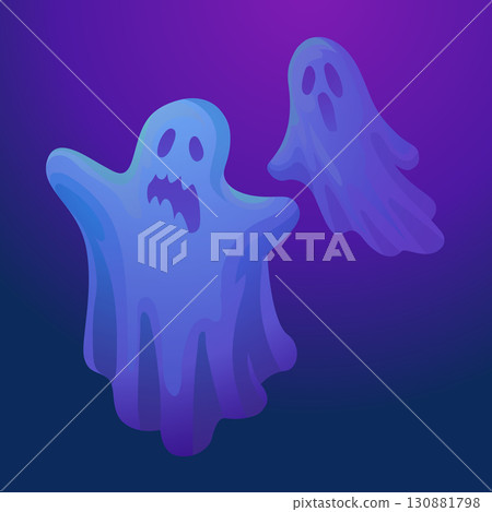 Halloween funny spooky cartoon ghosts 130881798