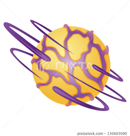A cartoonstyle illustration of a planet with purple rings A cartoonstyle illustration of a planet with purple rings 130883090