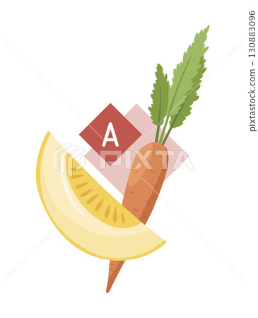 Healthy Snacks vitamin A Bright and Colorful Illustration of Carrots and Melon Healthy Snacks vitamin A Bright and Colorful Illustration of Carrots and Melon 130883096