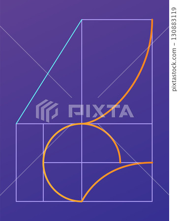 Golden ratio geometric concept. Divine proportion. Geometric shape with ideal section composition icon. Geometry harmony and balance vector illustration Golden ratio geometric concept. Divine proportion. Geometric shape with ideal section composition icon. Geometry harmony and balance vector illustration 130883119