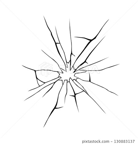 Glass crack broken texture window. Ice glass cracked effect background bullet mirror transparent isolated illustration 130883137