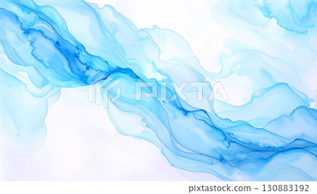 Blue watercolor smudge texture, pale blue background, Generative AI, AI image 130883192