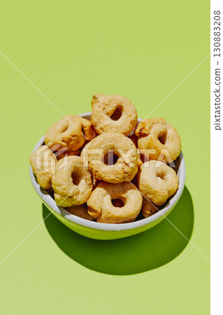 bowl of italian fennel taralli, savory snack bowl of italian fennel taralli, savory snack 130883208