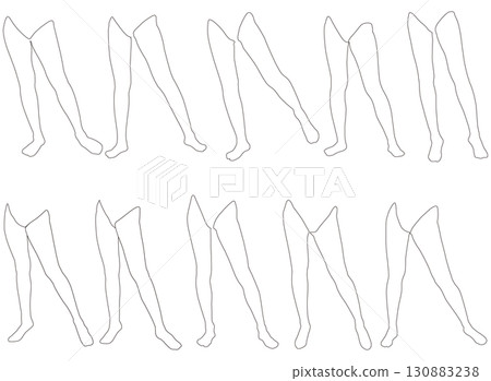 Female Leg Model Outline Illustration Collection 2-04 Legs Right 1. A set of outline illustrations of various lower body poses. 130883238