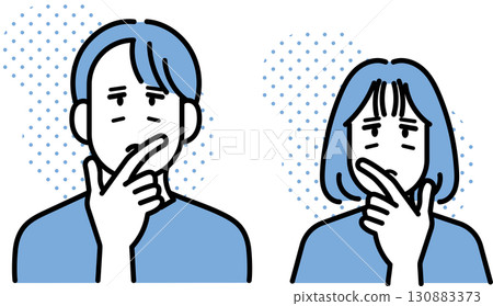 Cartoon set of doctors thinking 130883373